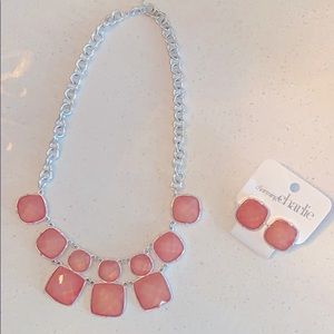 Charming Charlie Coral Necklace and Earrings